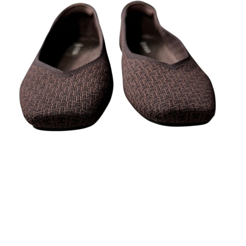 Like new VIVAIA Margot Brown Square Toe V-Cut Knit Flats EU 38.5 / US 7.5 - Picture 8 of 12